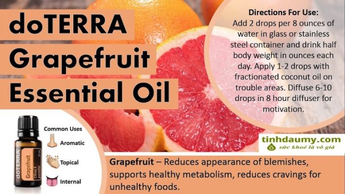 Tinh dầu Bưởi doterra Grapefruit có nhiều công dụng và lợi ích như cải thiện sự xuất hiện của nhược điểm trên da, hỗ trợ quá trình trao đổi chất lành mạnh và nâng cao tinh thần.